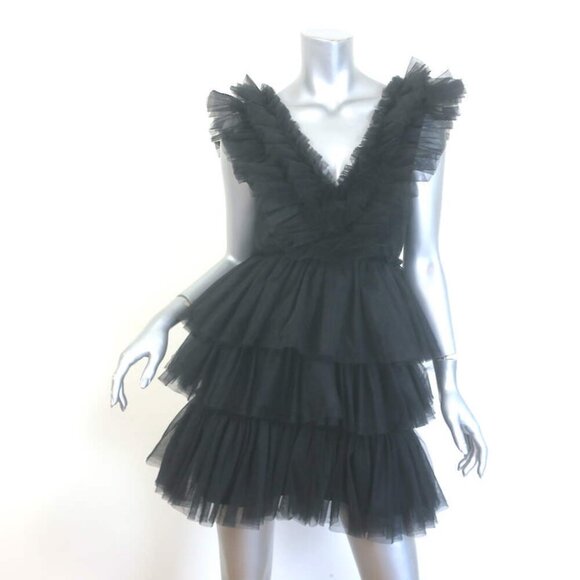 Betsey Johnson Tiered Tulle Mini Dress Black Size Medium - Picture 1 of 8